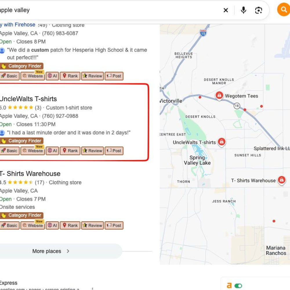Local SEO for T-shirt business, CA. USA