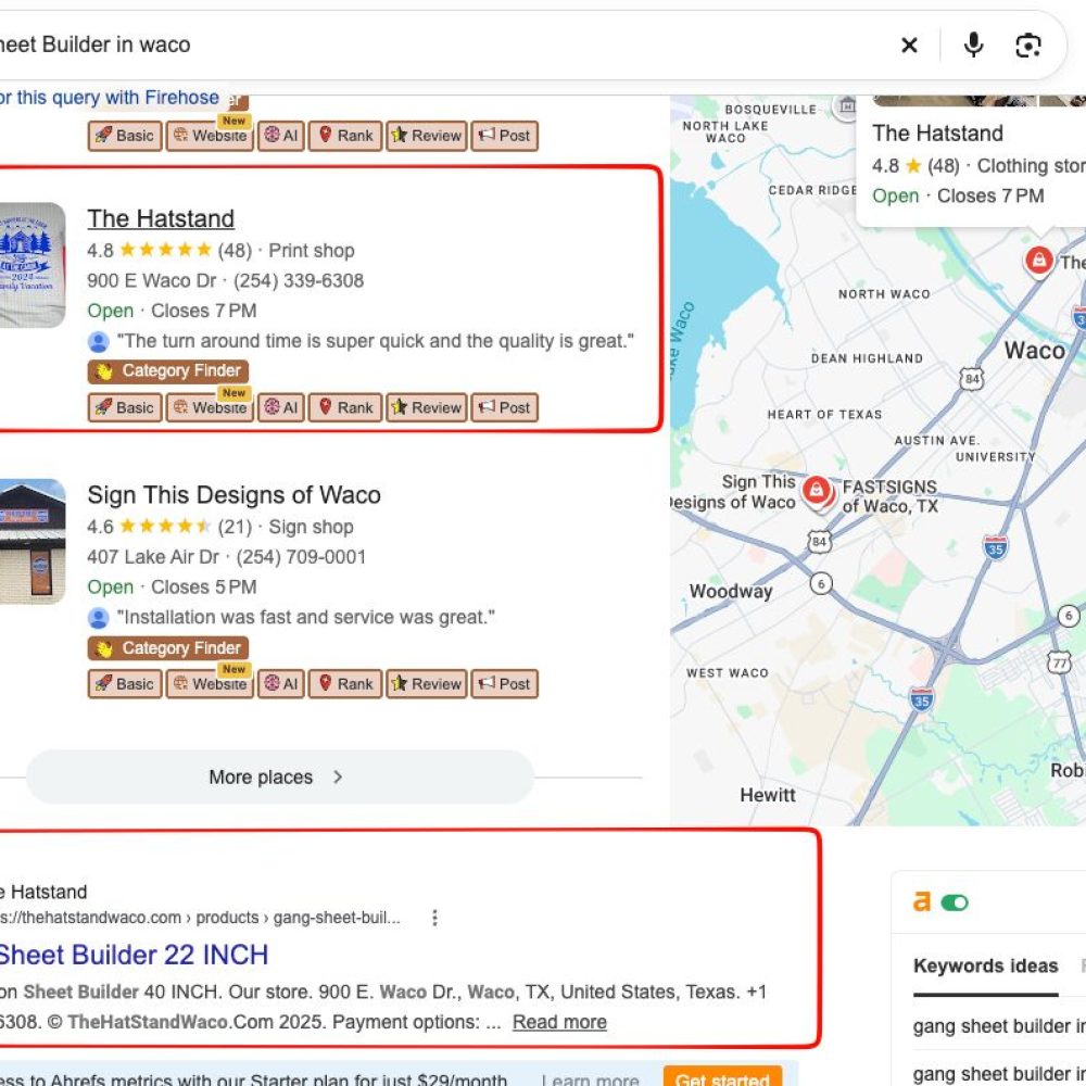 Gang Sheet Building – Hybrid model Business SEO, for both Website and Local area, Ranking 2nd on google mappack